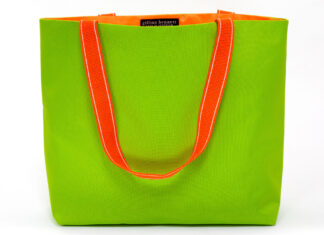 Katy Beach Bag: Lime /Orange