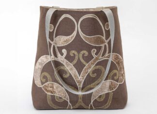 Marnie Mink Linen Embroidered Tote