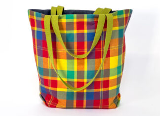 Sara Padded Shopping Bag: Multicolour check